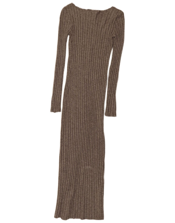 Langärmliges Maxi-Pulloverkleid von Zara für Damen, Gr. 8, Größe S, graue Viskose