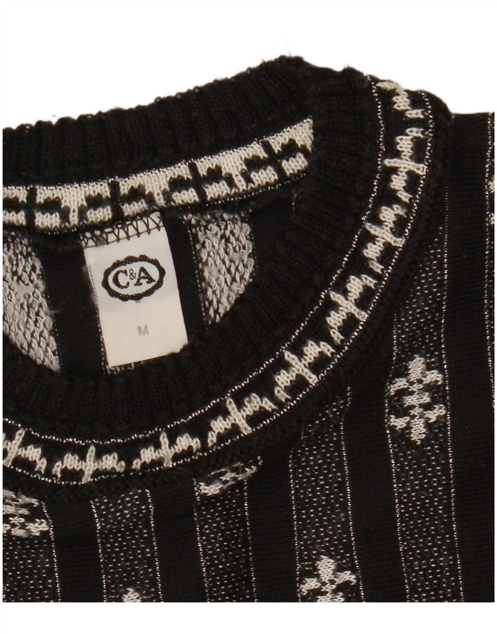 C & A Damen-Pullover, übergroß, Rundhalsausschnitt, Gr. 14, mittelschwarz gestreift