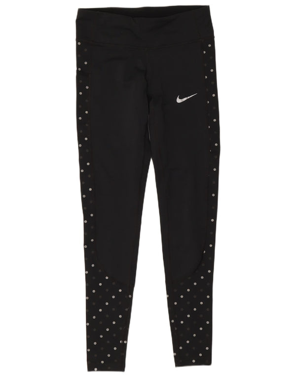 Nike Damen Dri Fit Leggings UK 4 XS Schwarz gepunktetes Polyester