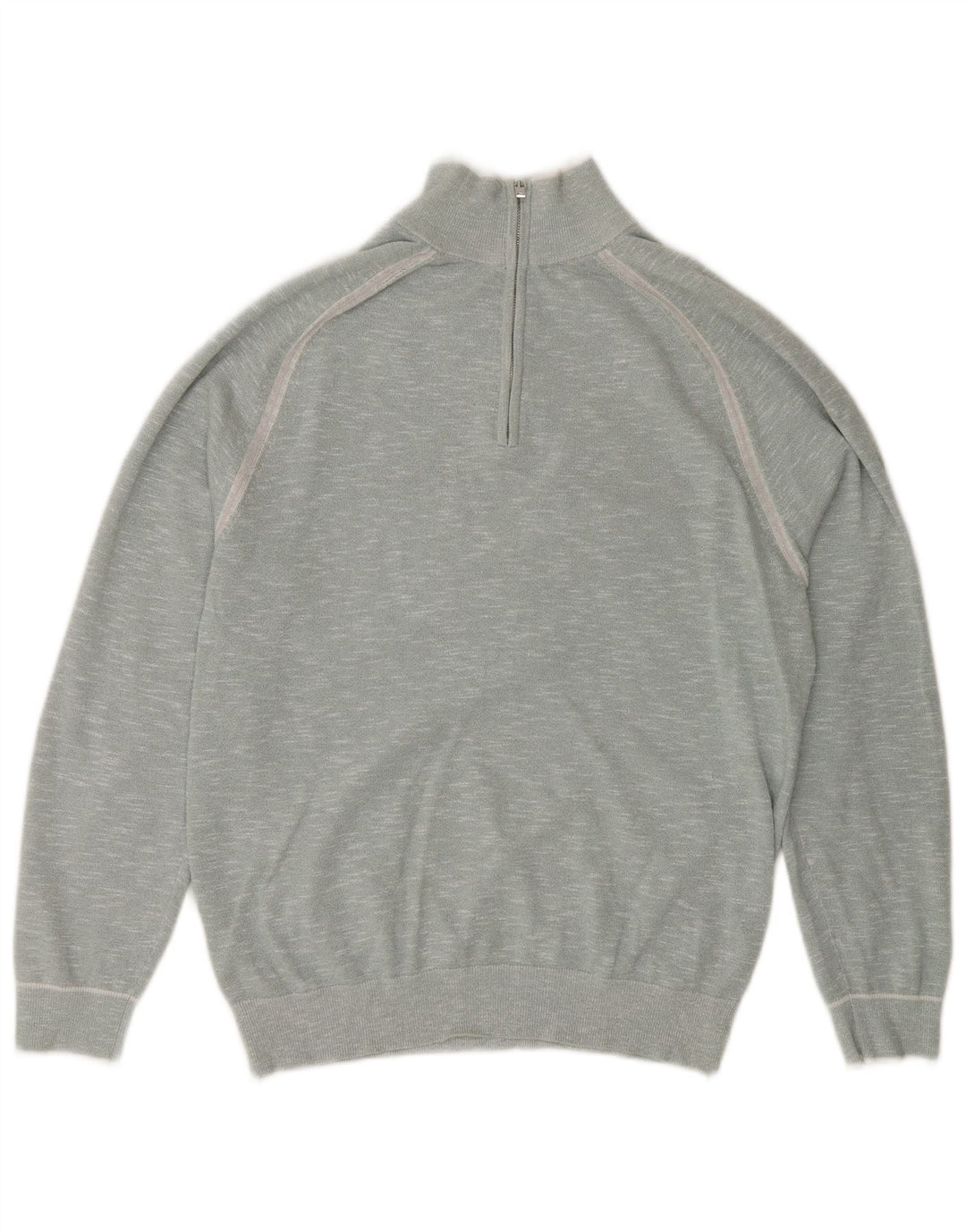 Reiss Herren-Pullover mit Reißverschluss am Hals, mittelblau gefleckte Baumwolle