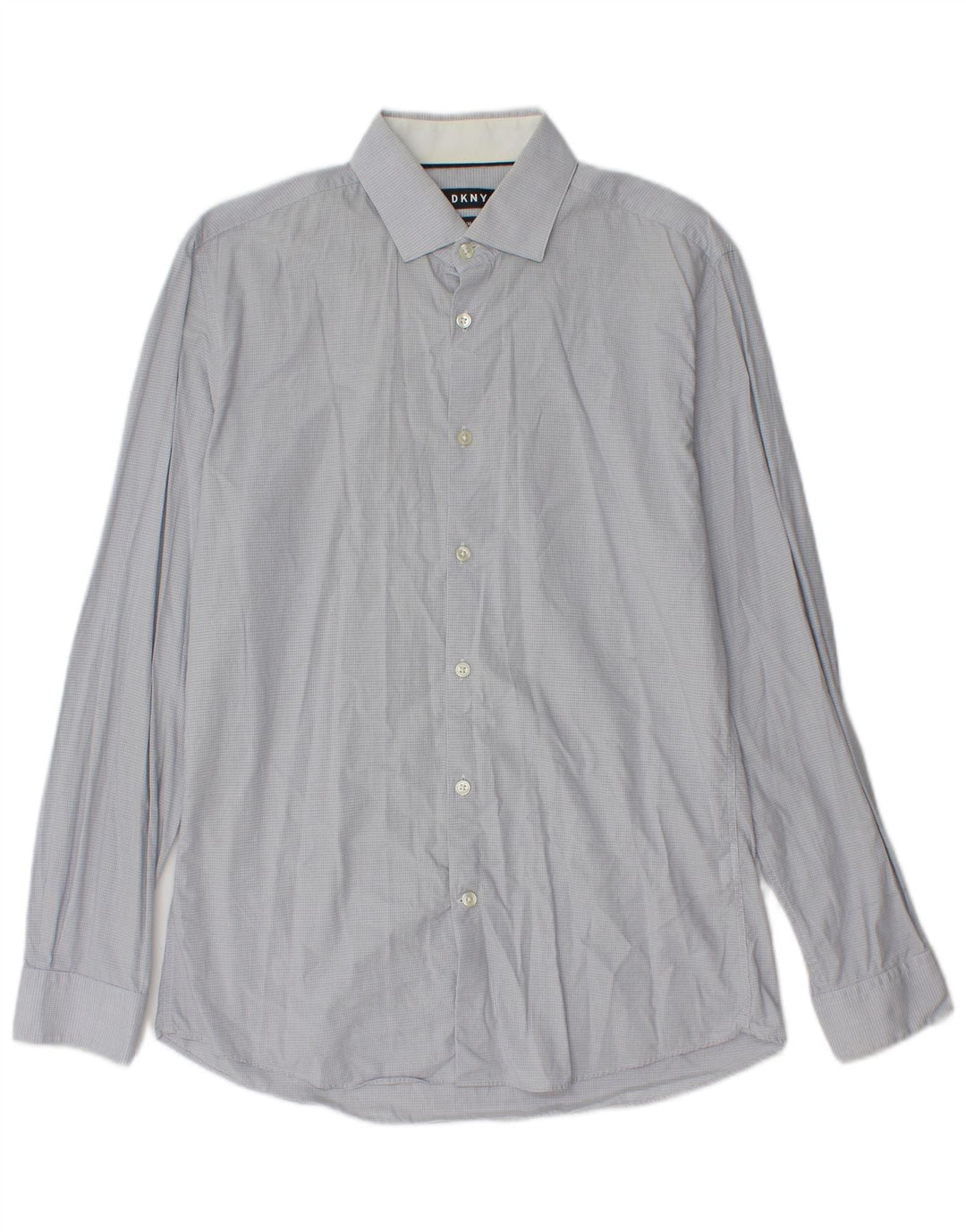 Dkny Herren Slim Fit Hemd Größe 39 15 1/2 mittelblau karierte Baumwolle
