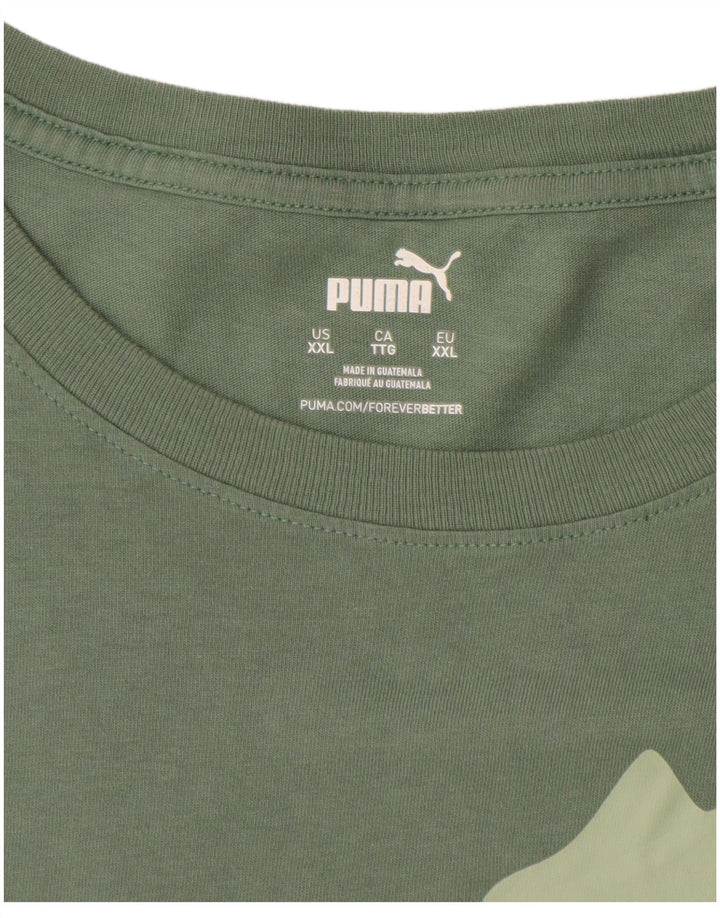 PUMA Herren Grafik T-Shirt Top 2XL Grüne Baumwolle