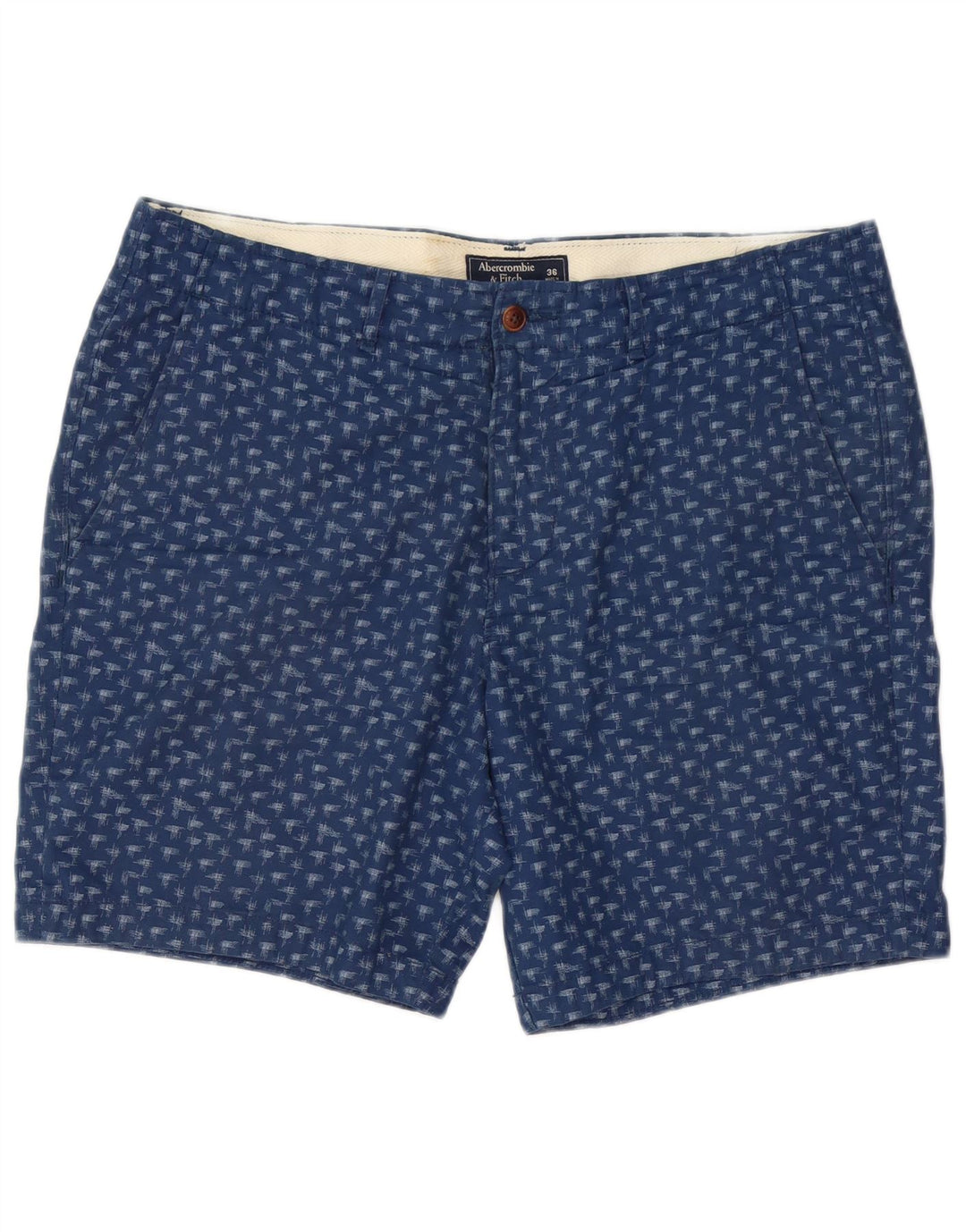 Abercrombie & Fitch Herren Chinoshorts mit abstraktem Muster W36 Large Marineblau