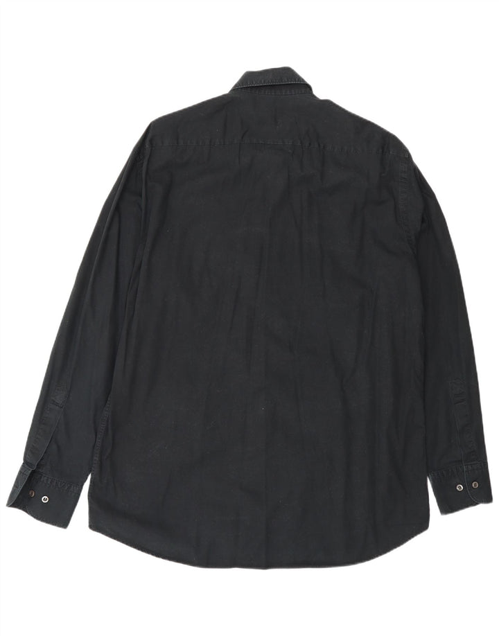 Hugo Boss Herrenhemd Größe 16 1/2 große schwarze Baumwolle