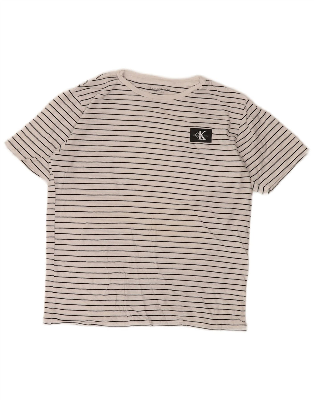 CALVIN KLEIN JEANS T-Shirt-Oberteil für Mädchen, 14–15 Jahre, Größe L, weiß gestreift