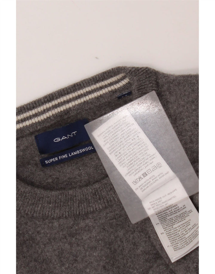 Gant Damen-Pullover mit Rundhalsausschnitt, UK 14, mittelgraue Wolle