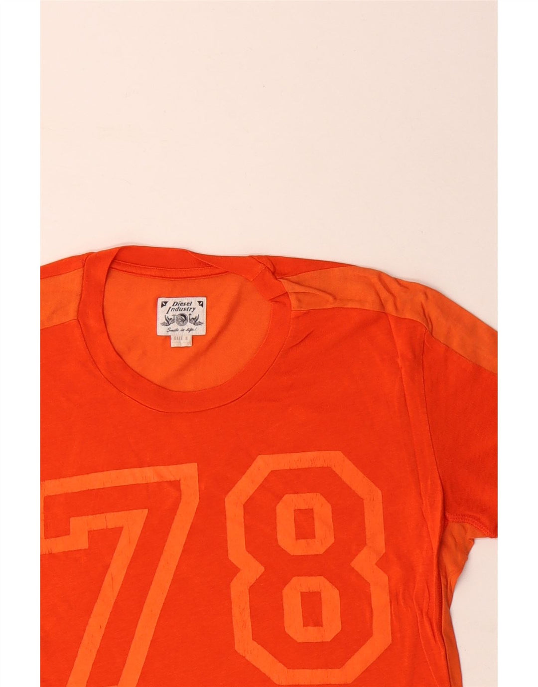 DIESEL Herren-T-Shirt mit Grafik, Größe S, Orange, Colourblock-Baumwolle
