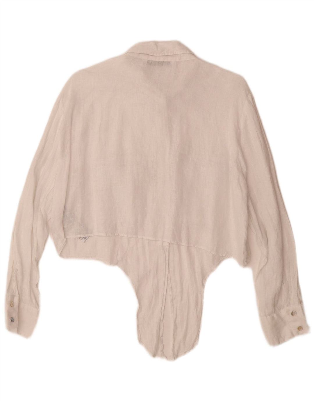 Zara Damen Crop Front Tie Shirt UK 18 XL Weiß Leinen