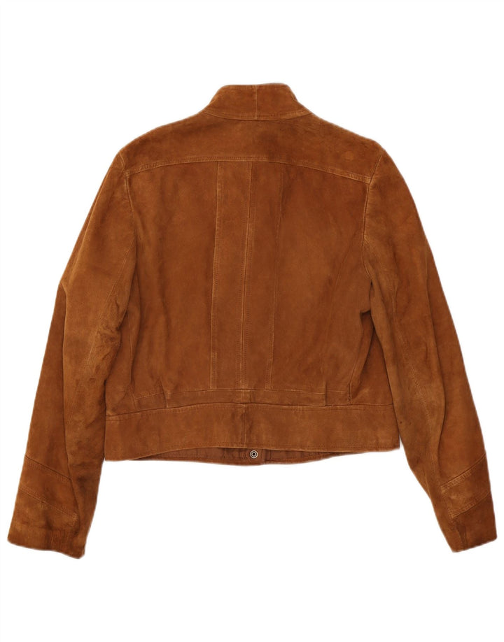 Vintage Damen Crop Wildlederjacke IT 44 Medium Beige