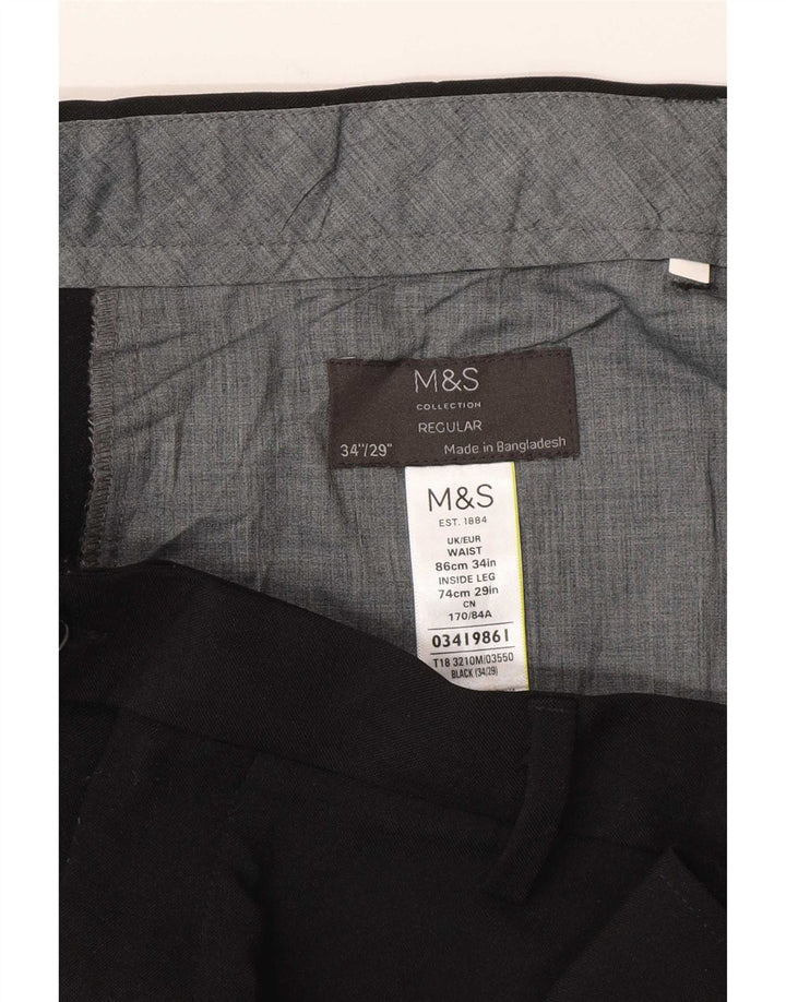 Marks & Spencer Herren-Anzughose, normal, W34, L29, Schwarz, Polyester