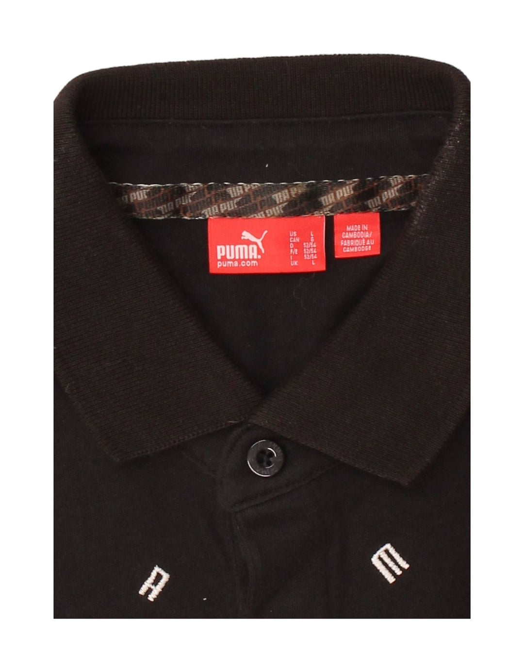 PUMA Mens Graphic Polo Shirt Large Black Cotton