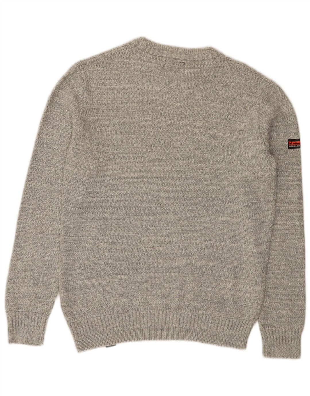 Superdry Herren-Pullover mit Rundhalsausschnitt aus mittelgrauer Baumwolle