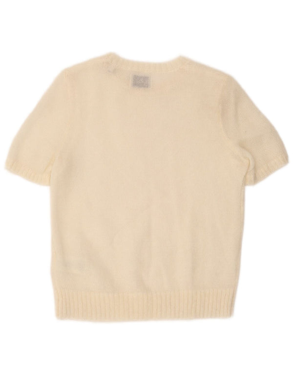 Gant Womens Short Sleeve Boat Neck Jumper Sweater UK 6 XS Off White