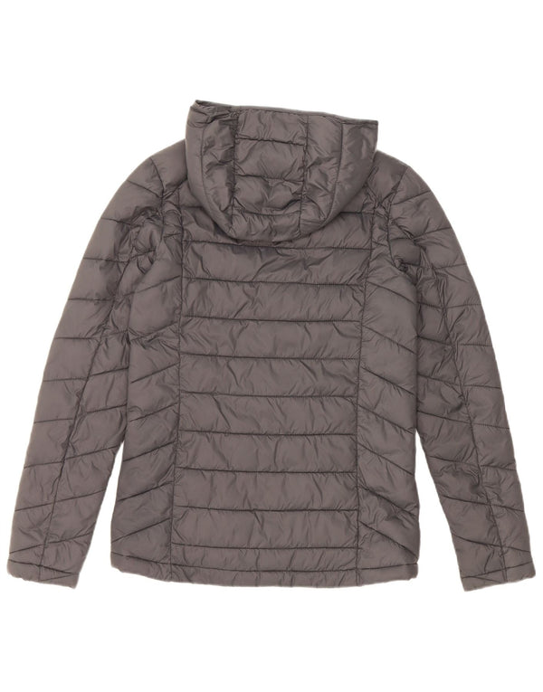 Fat Face Wattierte Damenjacke mit Kapuze, UK 6 XS, graues Nylon