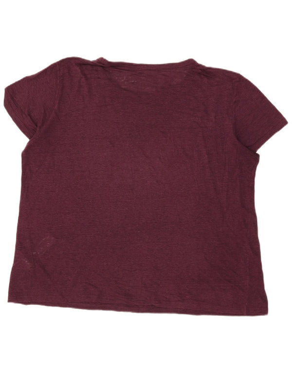 Massimo Dutti Damen T-Shirt Top UK 18 XL Burgunder Leinen