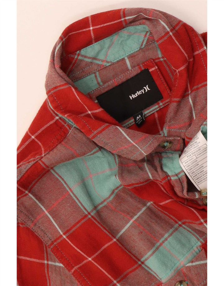 Hurley Damen Flanellhemd UK 14 Mittelrot karierte Baumwolle