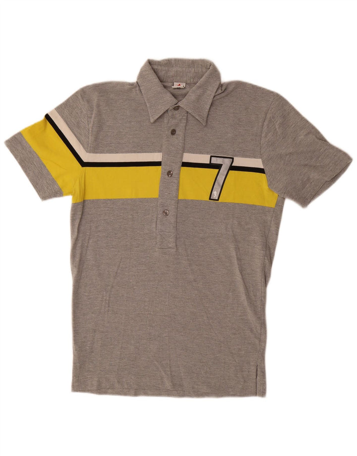 Bikkembergs grafisches Herren-Poloshirt aus mittelgrauer Colourblock-Baumwolle