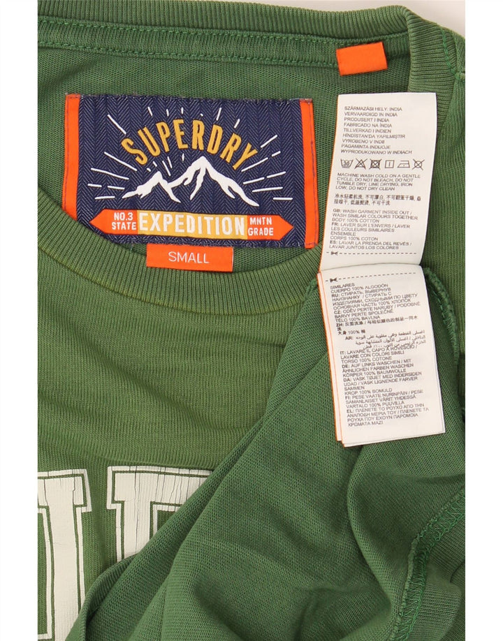 SUPERDRY Herren-T-Shirt mit Grafik, Größe S, grüne Baumwolle
