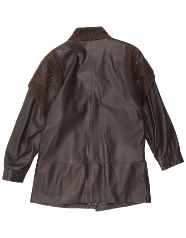 Vintage Damen Lederjacke UK 18 XL Schwarz Colourblock