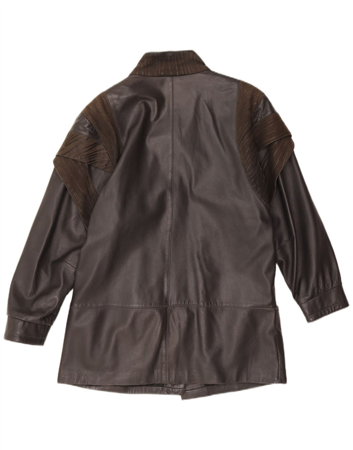 Vintage Damen Lederjacke UK 18 XL Schwarz Colourblock