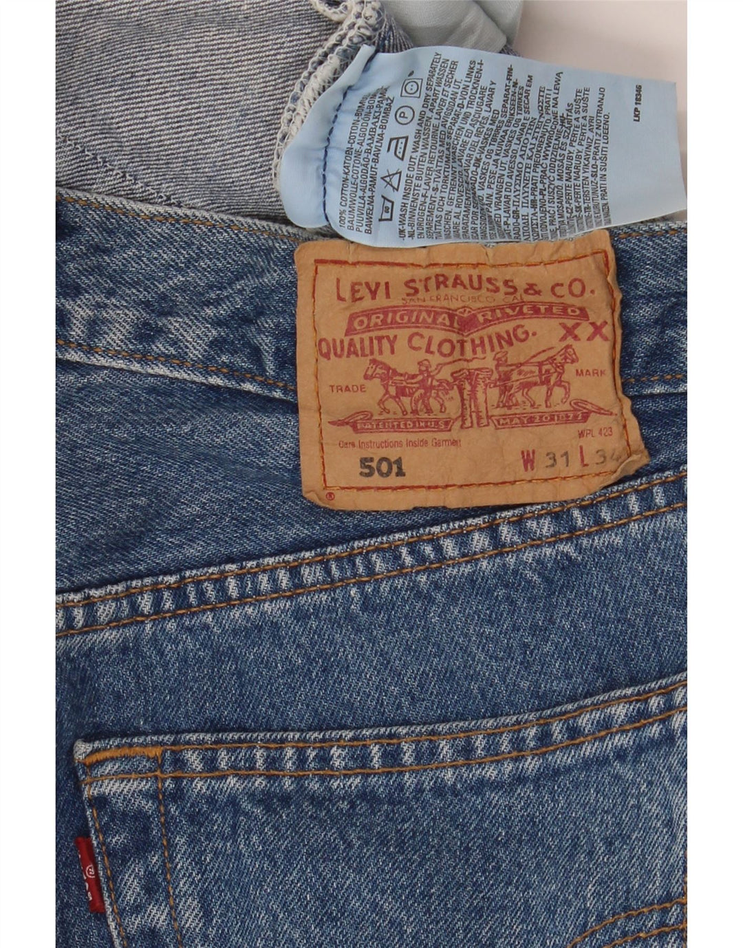 LEVI'S Herren 501 Straight Jeans W31 L30 Blaue Baumwolle
