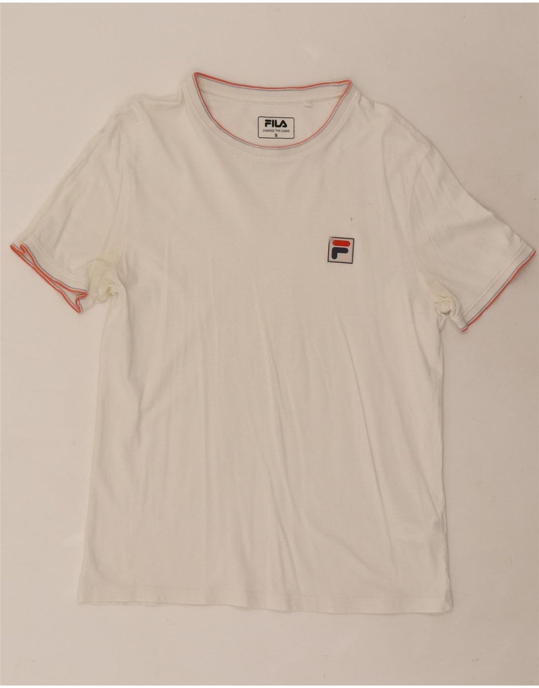 Fila Herren T-Shirt Top Small weiß gestreift aus Baumwolle