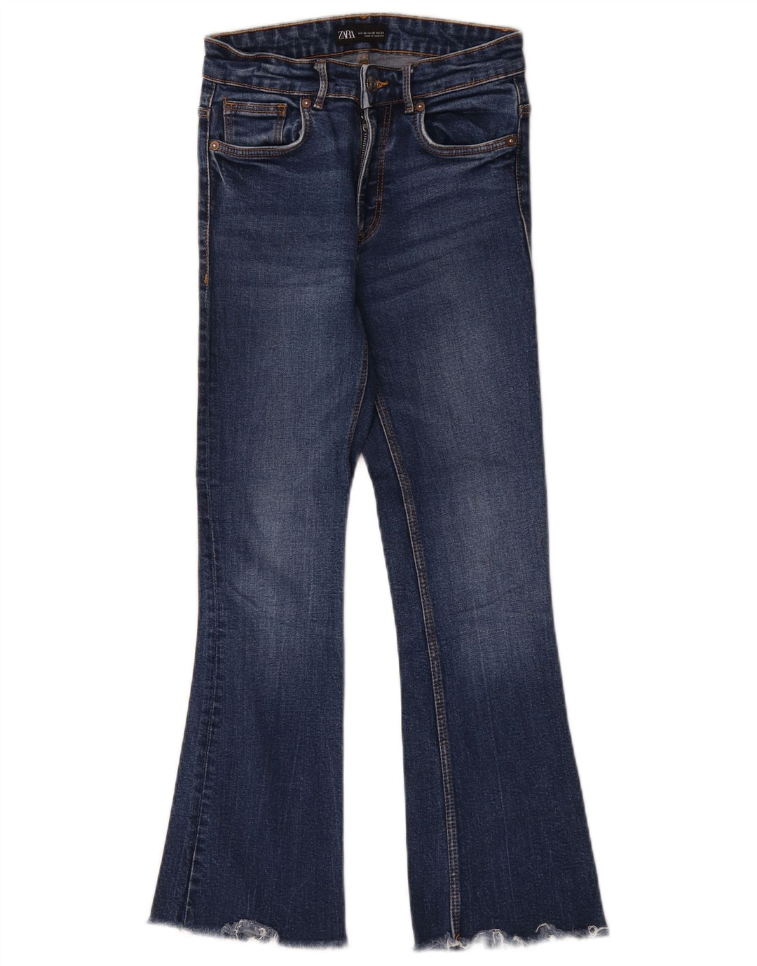 Zara Damen Crop Flared Jeans EU 34 2XS W24 L25 Blau