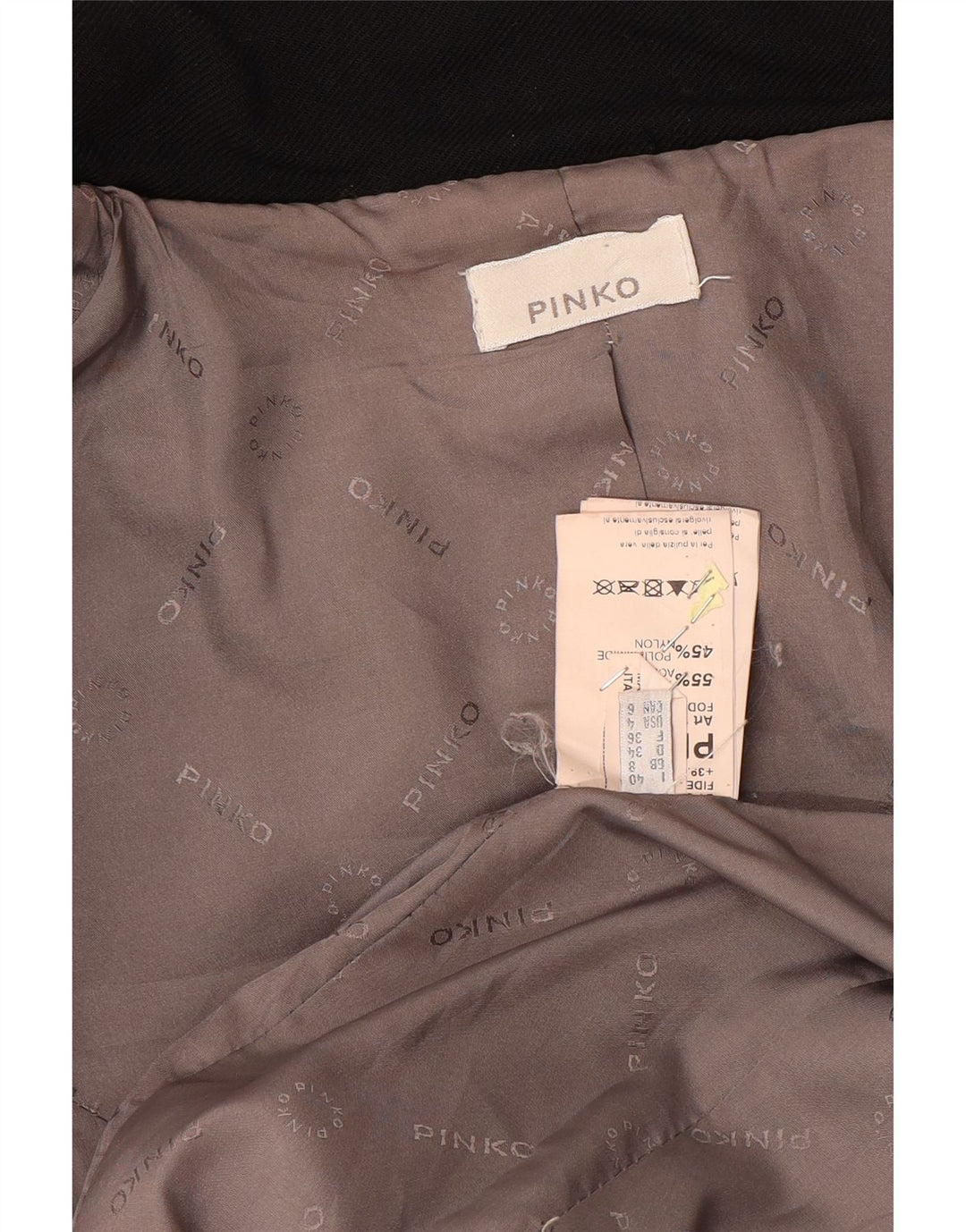PINKO Damenmantel UK 8 Small Schwarzer Colourblock-Acetat
