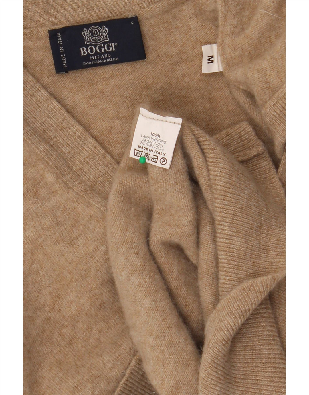 BOGGI MILANO Ärmelloser Damen-Cardigan-Pullover UK 14 Mittelbeige Wolle