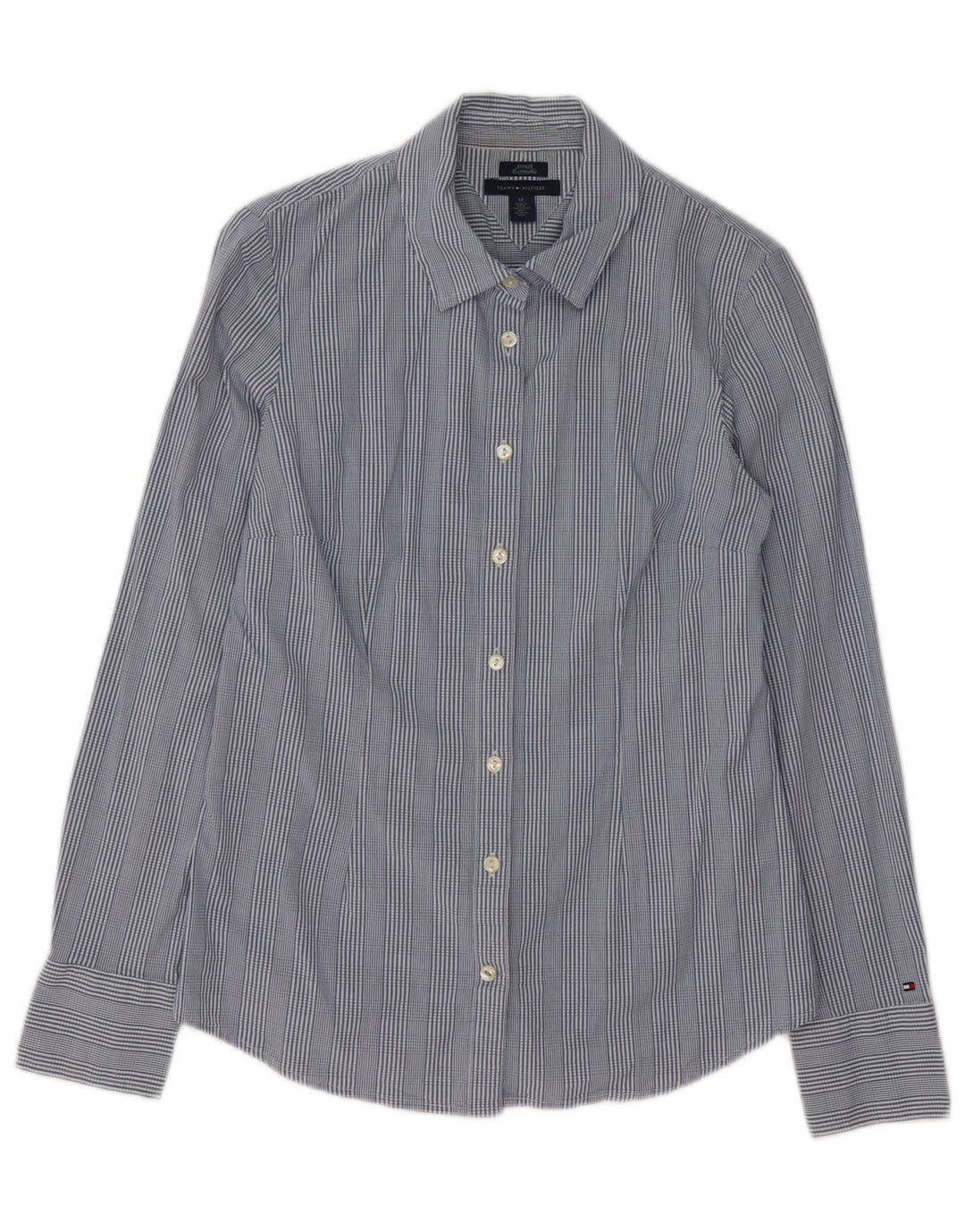 Tommy Hilfiger Damenhemd UK 14 Mittelblau karierte Baumwolle