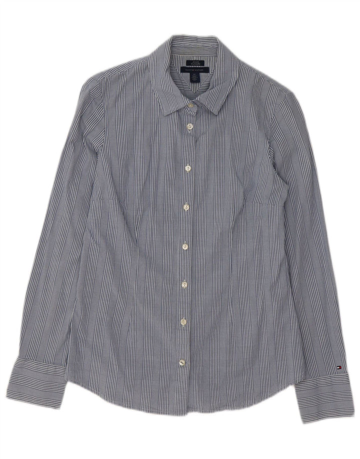Tommy Hilfiger Damenhemd UK 14 Mittelblau karierte Baumwolle