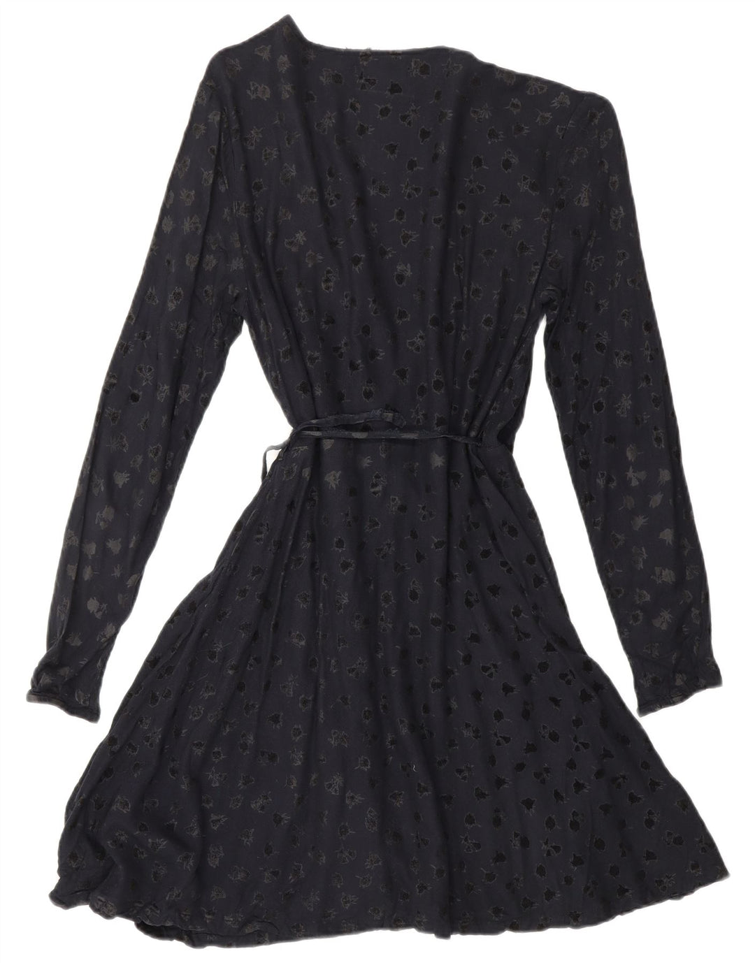 SUPERDRY Damen-Wickelkleid mit abstraktem Muster und langen Ärmeln, UK 6 XS, Marineblau