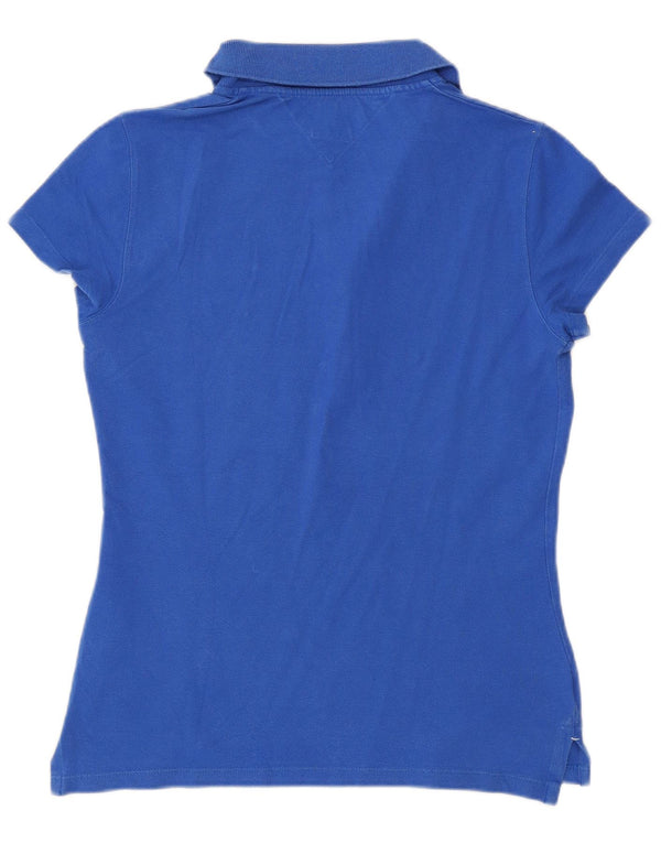 Tommy Hilfiger Damen Slim Fit Poloshirt UK 12 Mittelblaue Baumwolle