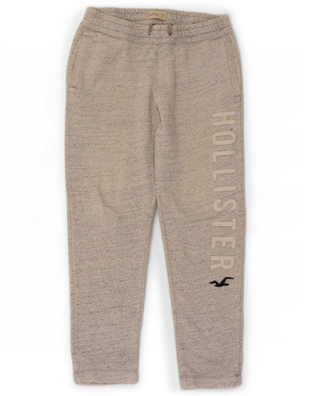Hollister Herren-Trainingshose mit Grafik, mittelgrau gesprenkelte Baumwolle
