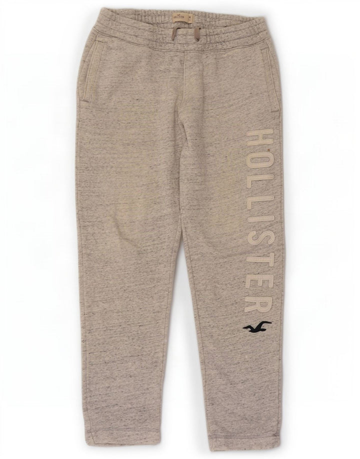 Hollister Herren-Trainingshose mit Grafik, mittelgrau gesprenkelte Baumwolle