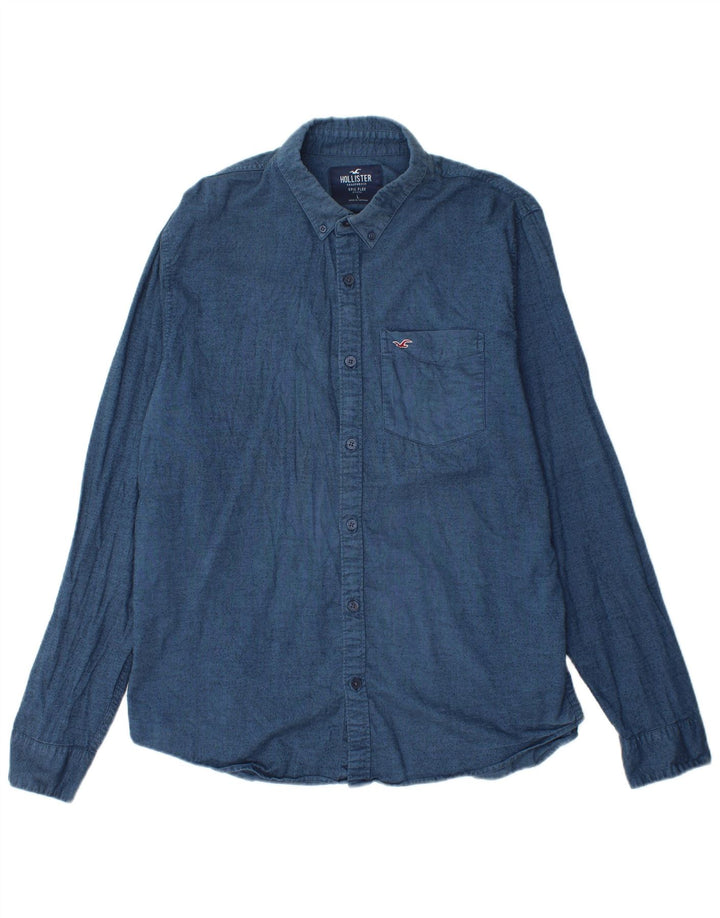 HOLLISTER Herren-Hemd, groß, marineblau gesprenkelte Baumwolle