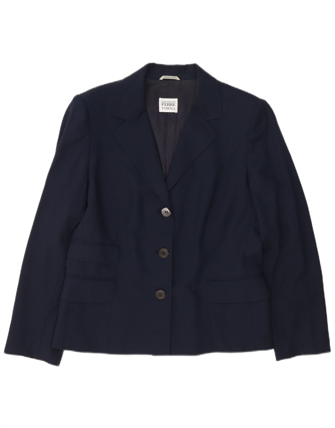 Gianfranco Ferre Damen 3-Knopf-Blazerjacke UK 14 Large Marineblau