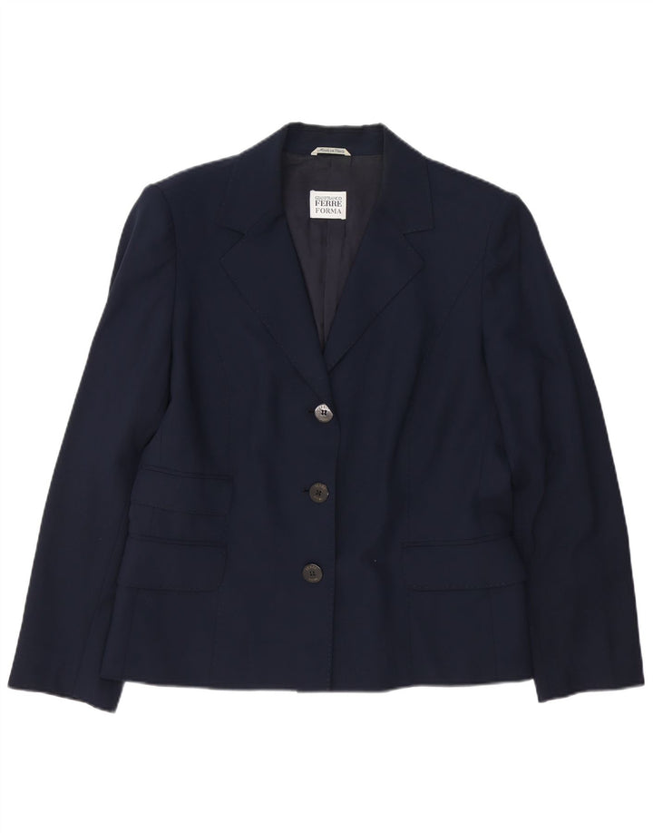 Gianfranco Ferre Damen 3-Knopf-Blazerjacke UK 14 Large Marineblau