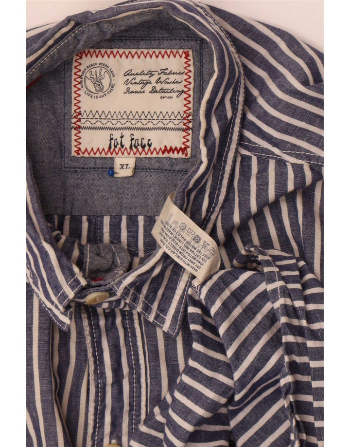 Fat Face Herrenhemd XL blau gestreift aus Baumwolle