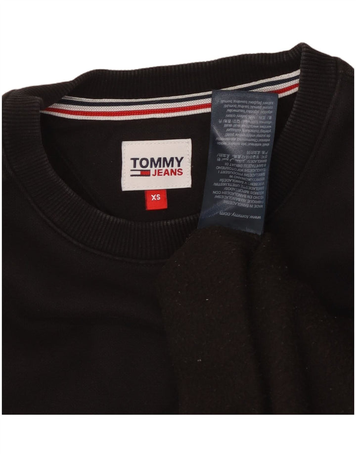 TOMMY HILFIGER Damen Übergroßer Sweatshirt-Pullover UK 6 XS Schwarze Baumwolle