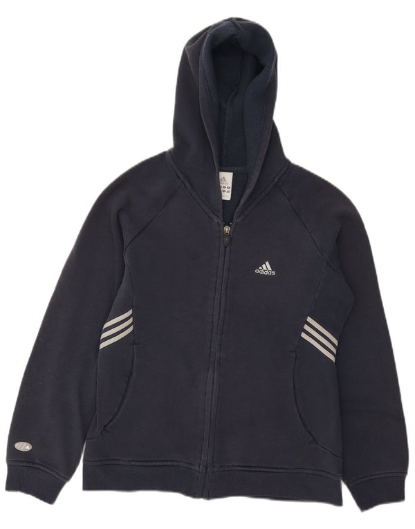 Adidas Damen Zip Hoodie Pullover UK 8 Small Marineblau Baumwolle