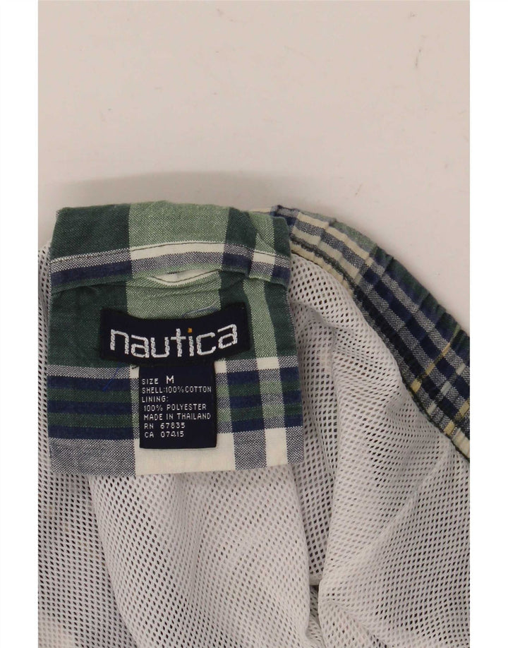 Nautica Herren-Badeshorts aus mittelgrün karierter Baumwolle