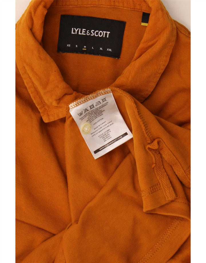 Lyle & Scott Herren-Langarm-Poloshirt aus mitteloranger Baumwolle
