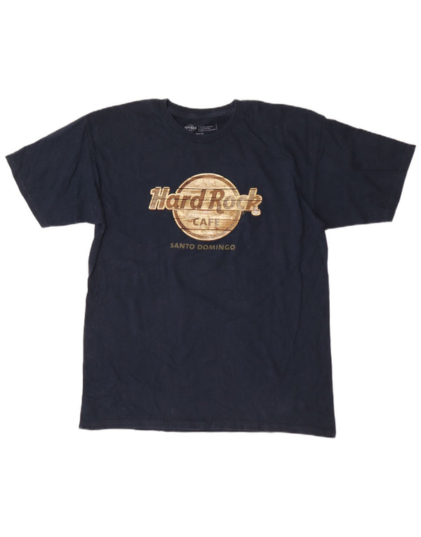 Hard Rock Cafe Herren Santo Domingo Graphic T-Shirt Top Large Marineblau