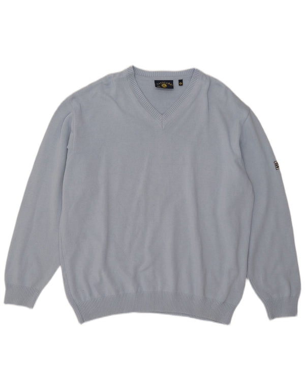 Navigare Herren-Pullover mit V-Ausschnitt, 2XL, blaue Baumwolle