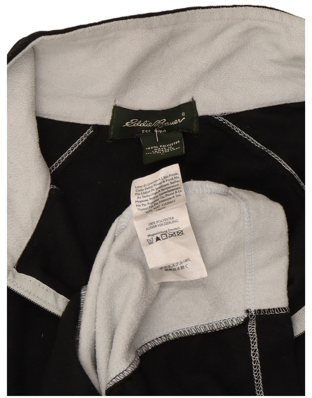 Eddie Bauer Herren-Fleecepullover mit Reißverschluss am Hals, großes, schwarzes Farbblock-Polyester