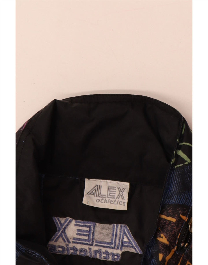 ALEX ATHLETICS Herren-Anorak-Jacke, UK 40, großes blaues geometrisches Polyamid
