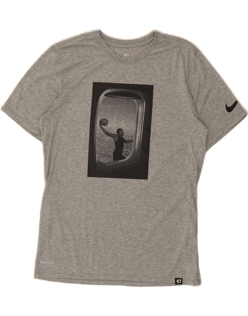 NIKE Mens Athletic Cut Graphic T-Shirt Top Medium Grey Polyester Vintage Nike and Second-Hand Nike from Messina Hembry 