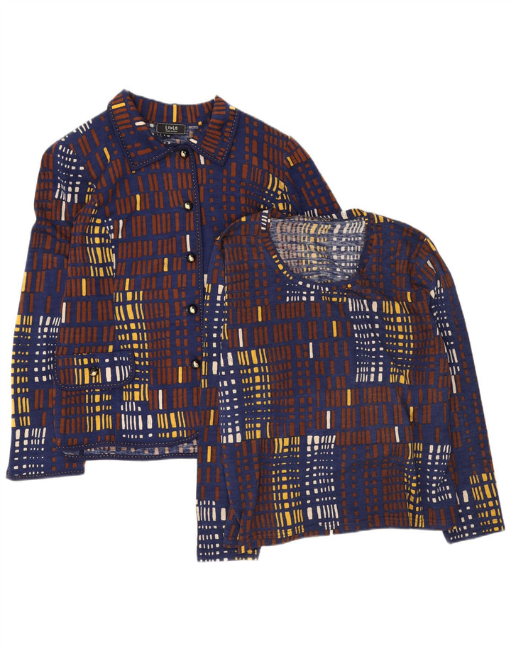Liola Damen 2-teiliges Set IT 50 XL Marineblaue geometrische Wolle