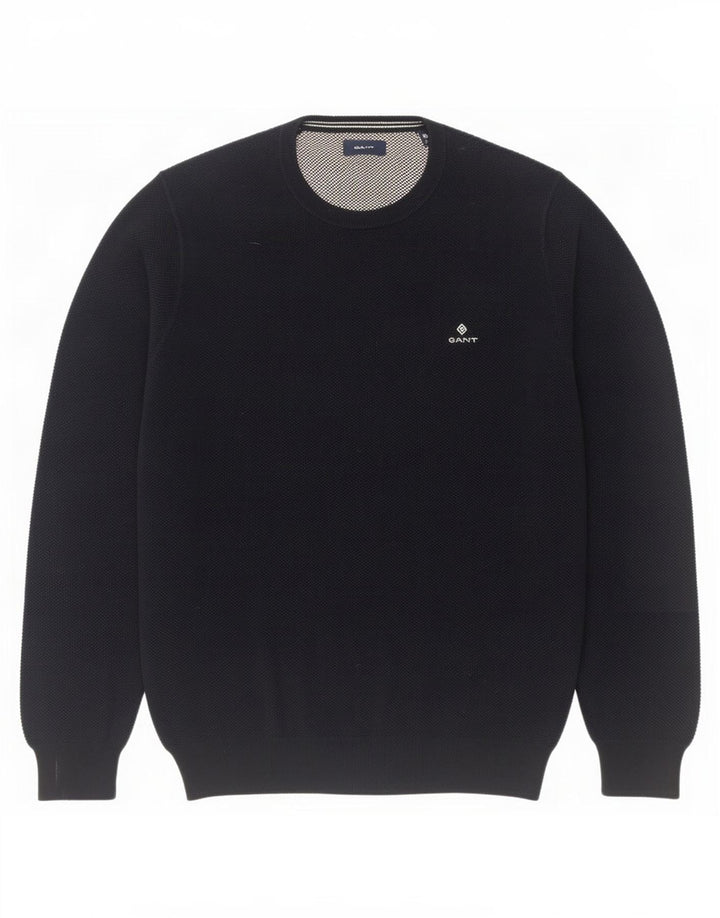 Gant Herren-Pullover mit Rundhalsausschnitt, Größe L, Marineblau